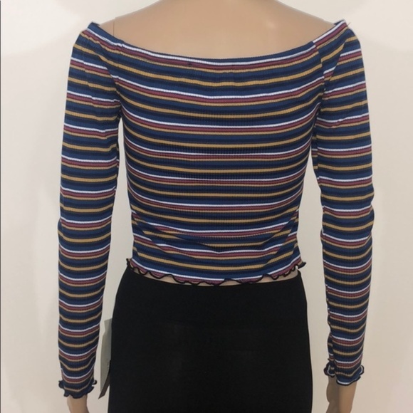 New No Comment Long Sleeve Striped Crop Top - Picture 5 of 12